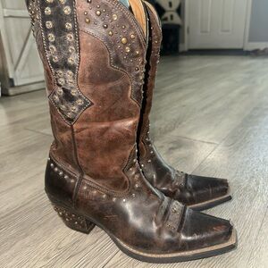 Ariat Leather Rhinestone Cowgirl Boots Sassy Brown Women’s Sz 8 B